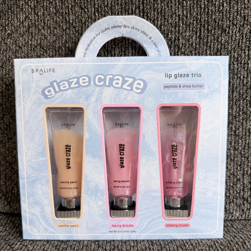 Glaze Craze Lip Glaze Trio in Vanilla Swirl, Berry Drizzle & Cherry Crush